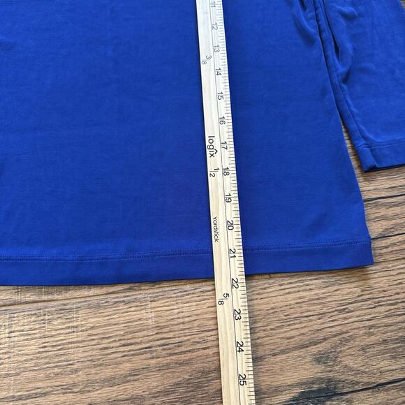 Vintage Chico’s Private Edition Blue Boat Neck Top Size 2 USA Made 3/4 Sleeve - Picture 4 of 6